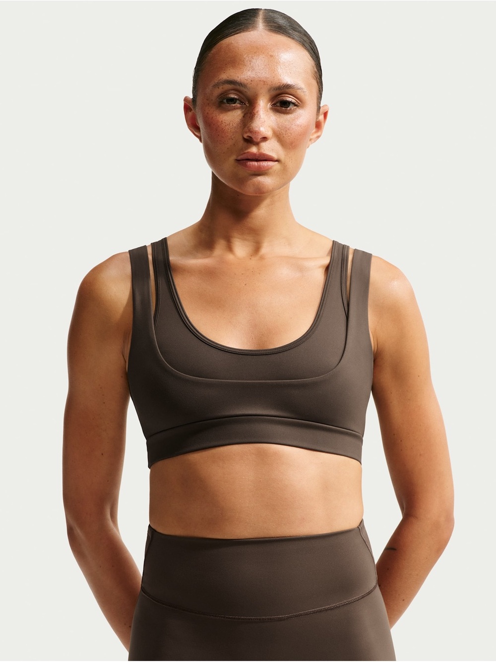 NikeSKIMS Matte Double Strap Scoop Bra in Dark Sepia NWT Size Medium